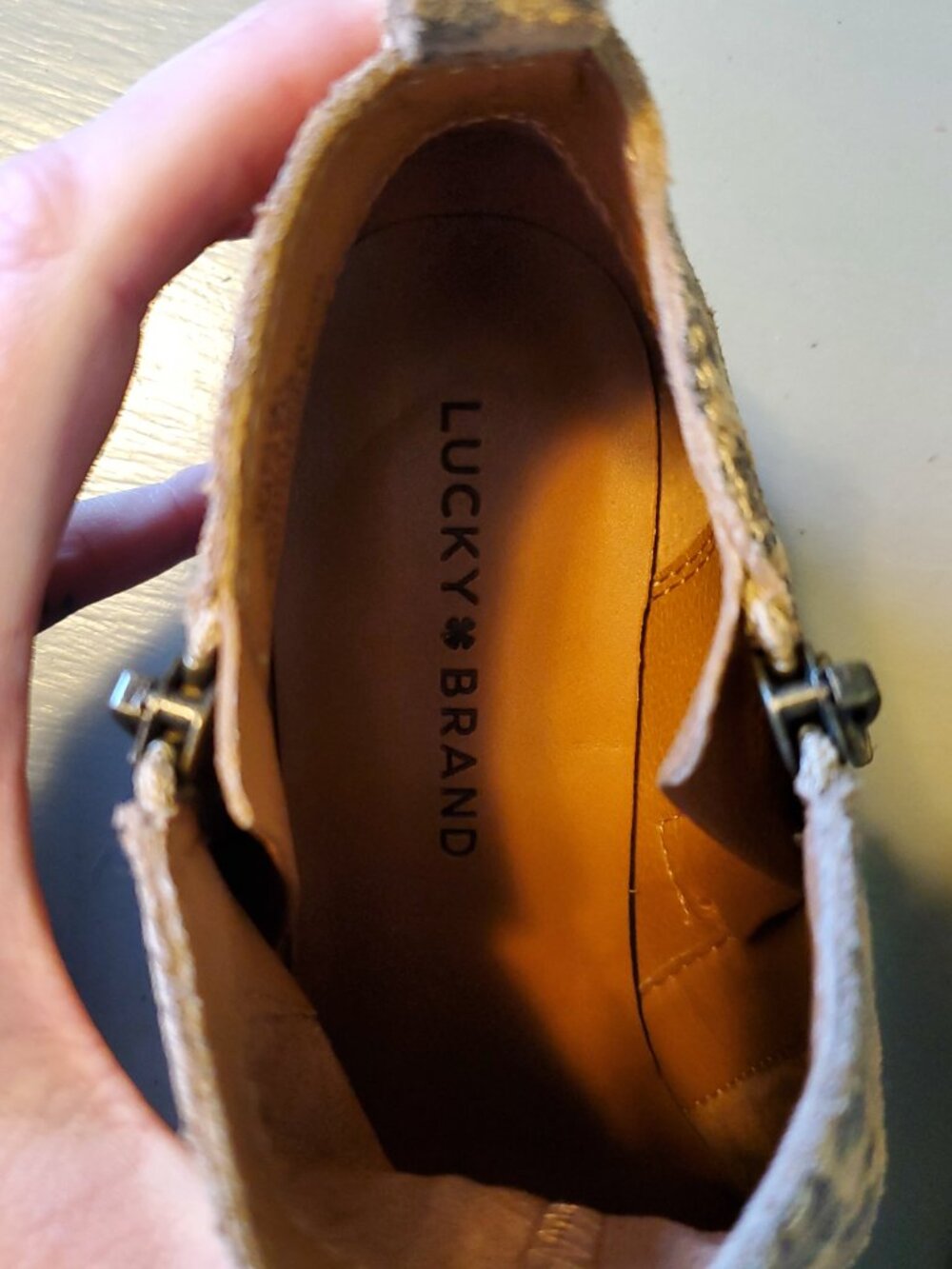 Lucky Brand Basel Low Cut Almond-Toe Ankle Booties Leather Animal Print Size 7 - Picture 8 of 12